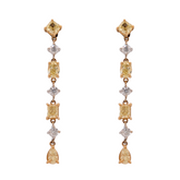 14K Two Tone Yellow & White  Diamond Dangle Earrings